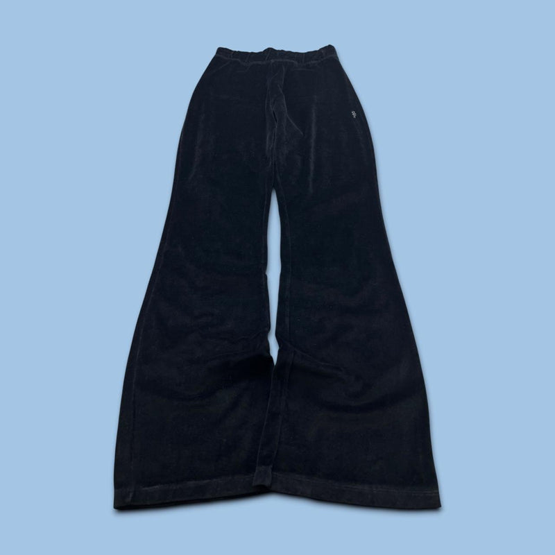 VINTAGE Y2K SUGARFREE FLARED LOW RISE VELOUR JOGGERS BLACK