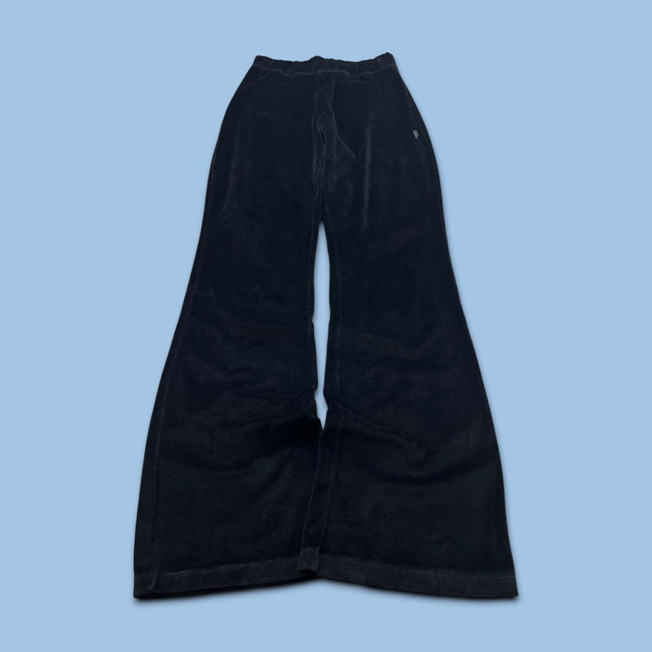 VINTAGE Y2K SUGARFREE FLARED LOW RISE VELOUR JOGGERS BLACK
