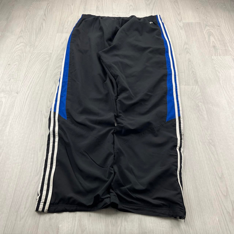 VINTAGE Y2K ADIDAS SIDE STRIPE BAGGY TRACKSUIT BOTTOMS BLACK BLUE