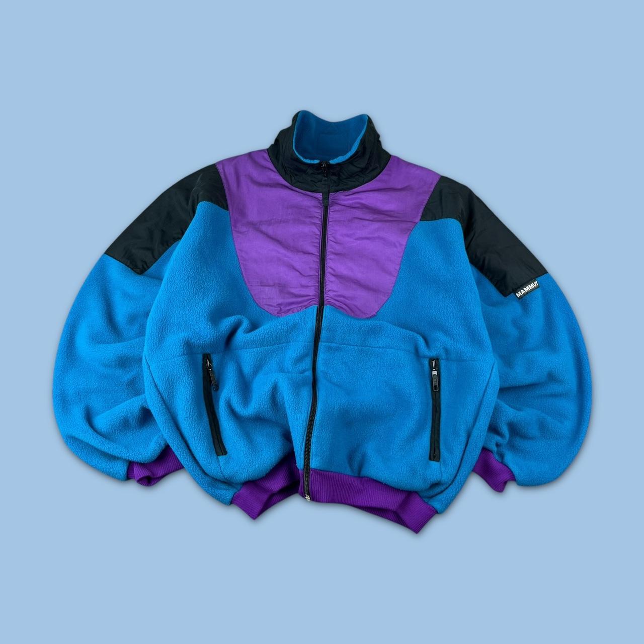VINTAGE 90s MAMMUT PANELLED ZIP UP FLEECE BLUE PURPLE