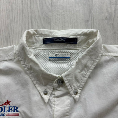 VINTAGE Y2K COLUMBIA UTILITY SHORT SLEEVE SHIRT WHITE