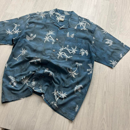 VINTAGE Y2K QUIKSILVER HAWAIIAN SHORT SLEEVE SHIRT BLUE