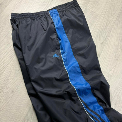 VINTAGE Y2K ADIDAS BAGGY TRACKSUIT BOTTOMS CHARCOAL GREY / BLUE
