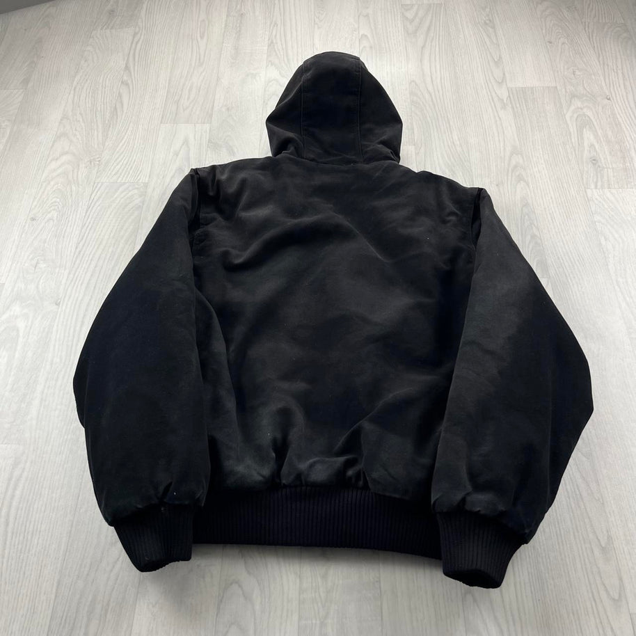 VINTAGE Y2K PADDED HOODED WORKWEAR BOMBER JACKET BLACK