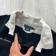 VINTAGE Y2K RALPH LAUREN 3 LONG SLEEVE RUGBY POLO SHIRT BLACK