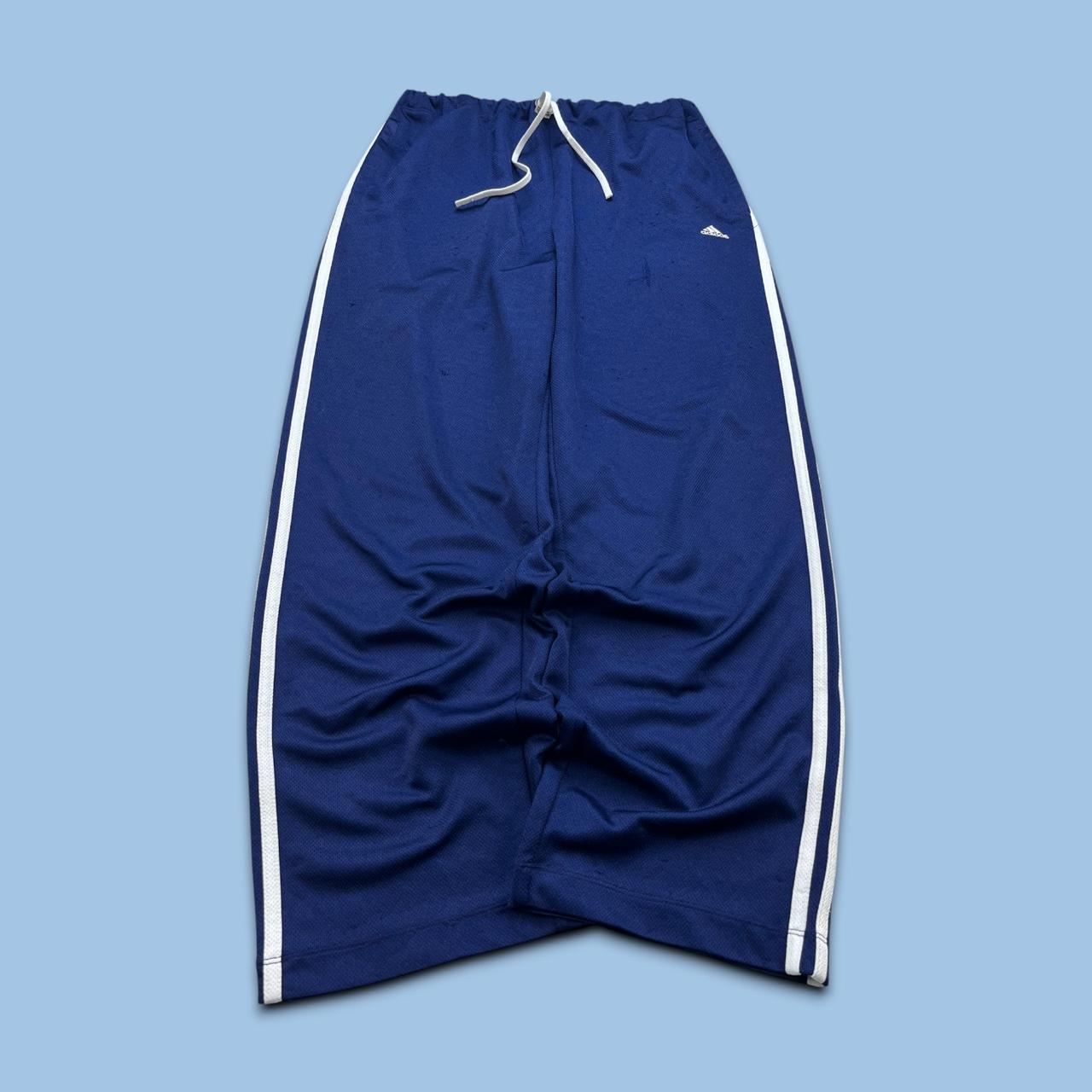 VINTAGE Y2K ADIDAS SIDE STRIPE BAGGY TRACKSUIT BOTTOMS NAVY