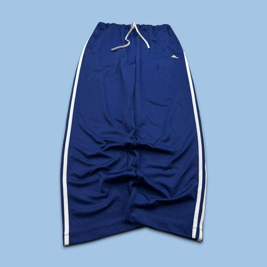 VINTAGE Y2K ADIDAS SIDE STRIPE BAGGY TRACKSUIT BOTTOMS NAVY