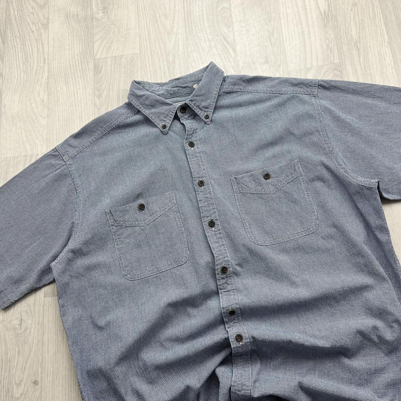 VINTAGE Y2K L L BEAN PATTERN SHORT SLEEVE BUTTON UP SHIRT NAVY