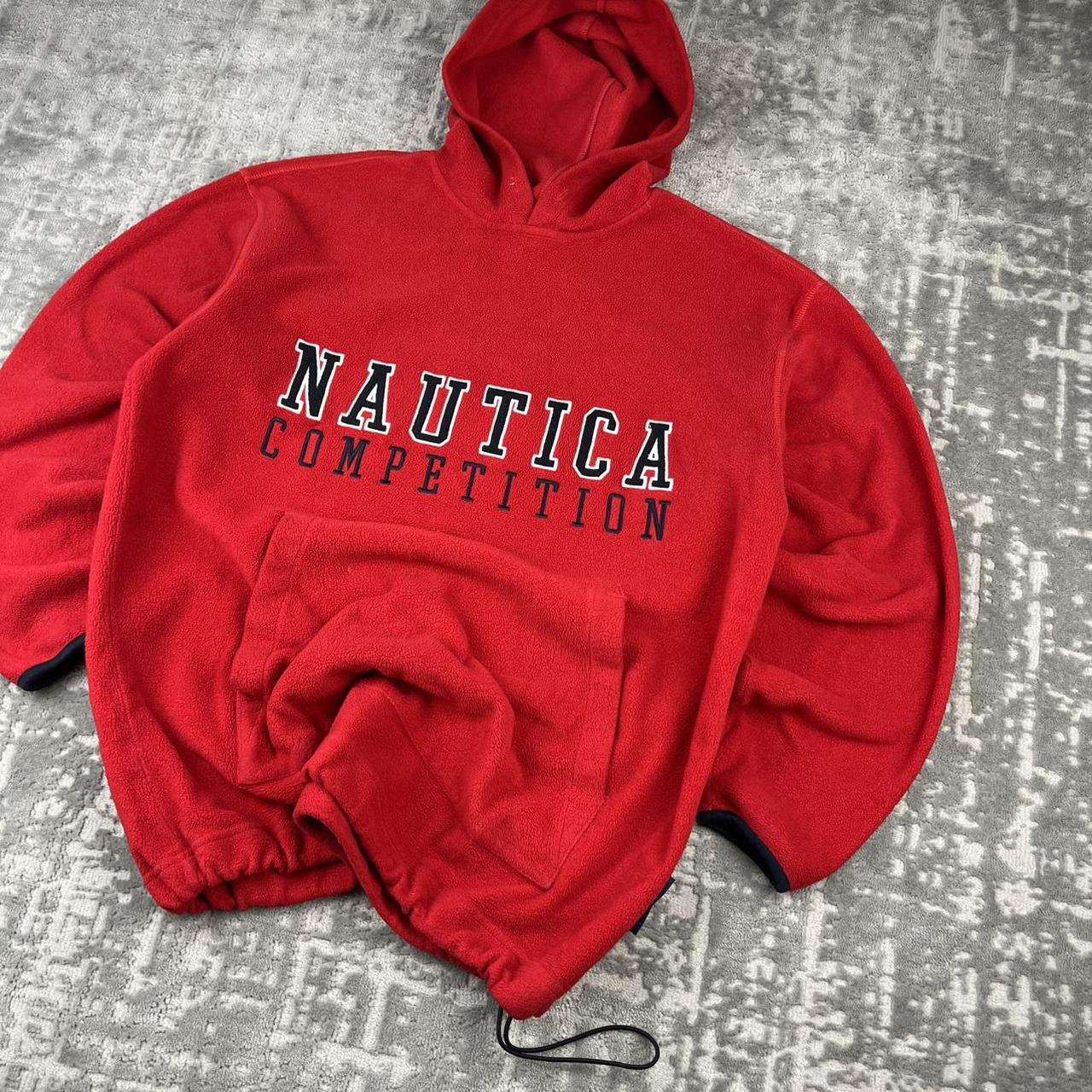 VINTAGE Y2K NAUTICA SPELL OUT FLEECE HOODIE RED