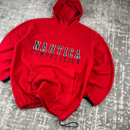 VINTAGE Y2K NAUTICA SPELL OUT FLEECE HOODIE RED