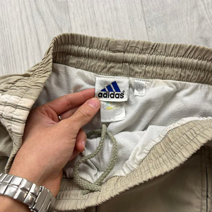 VINTAGE Y2K ADIDAS BAGGY TRACKSUIT BOTTOMS BEIGE