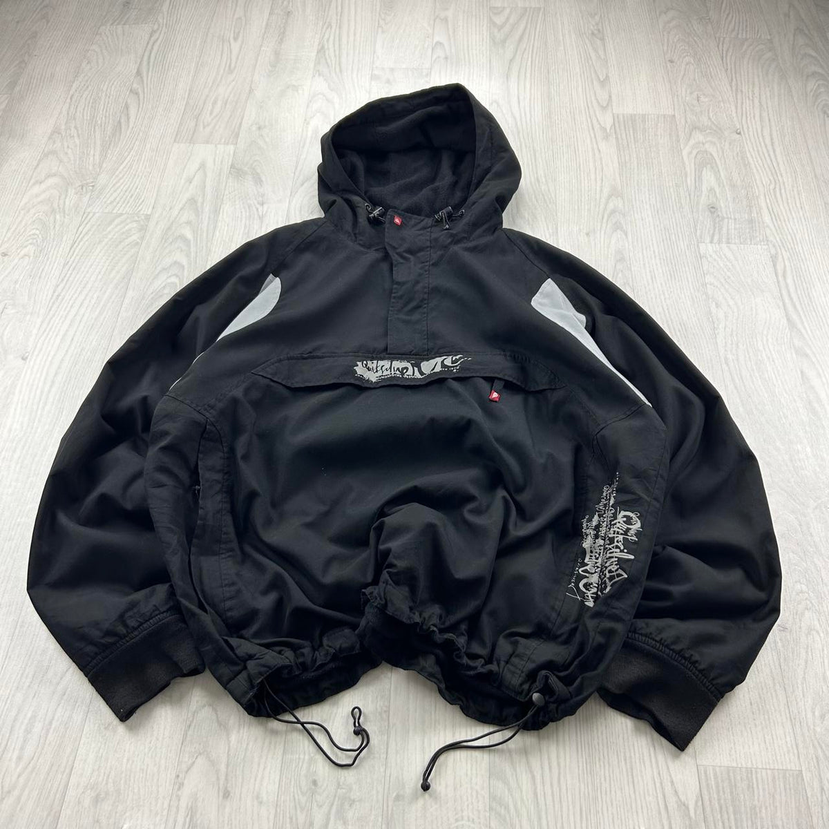 VINTAGE Y2K QUIKSILVER CENTRE LOGO QUARTER ZIP JACKET BLACK