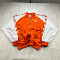 VINTAGE Y2K ADIDAS ZIP UP BOMBER TRACK JACKET ORANGE / WHITE