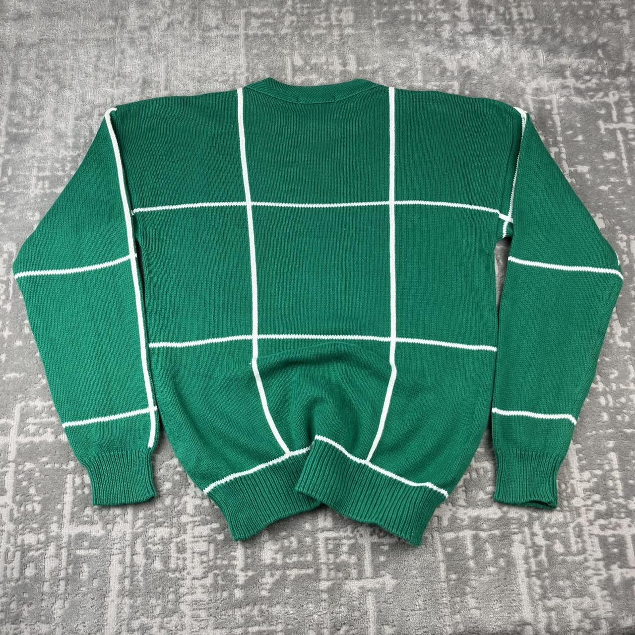 VINTAGE Y2K NAUTICA CHECKERED KNITTED JUMPER GREEN
