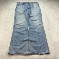VINTAGE Y2K DKNY BAGGY BOOTCUT EMBROIDERED JEANS BLUE