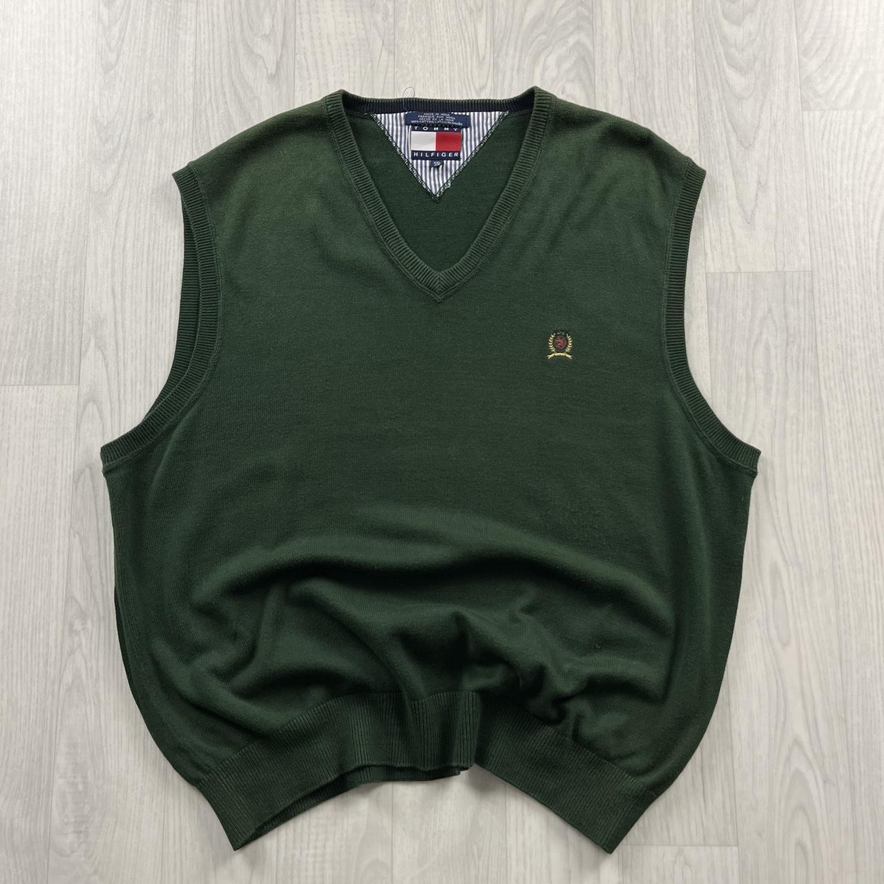 VINTAGE Y2K TOMMY HILFIGER CHUNKY SWEATER VEST GREEN