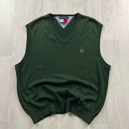 VINTAGE Y2K TOMMY HILFIGER CHUNKY SWEATER VEST GREEN