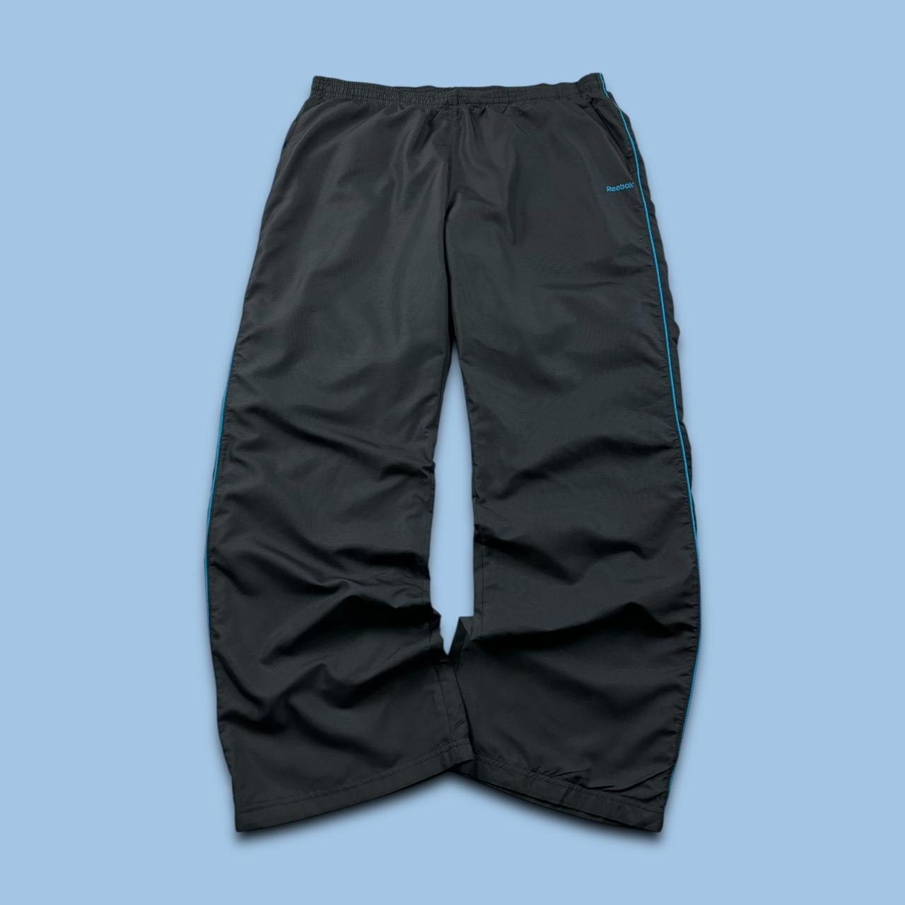 VINTAGE Y2K REEBOK LOW RISE BAGGY TRACKSUIT BOTTOMS BLACK