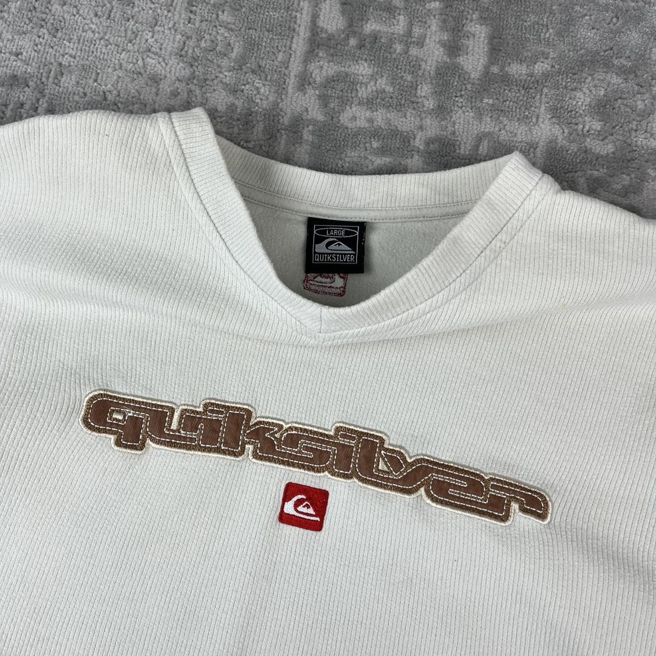 VINTAGE Y2K QUIKSILVER SPELL OUT BOXY SWEATSHIRT CREAM
