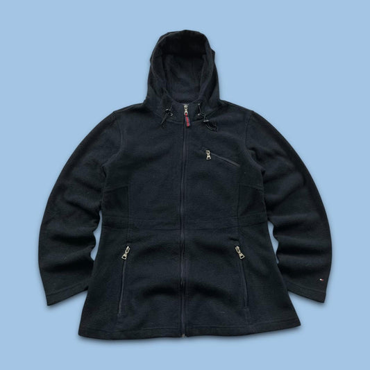 VINTAGE Y2K TOMMY HILFIGER ZIP FLEECE HOODIE BLACK