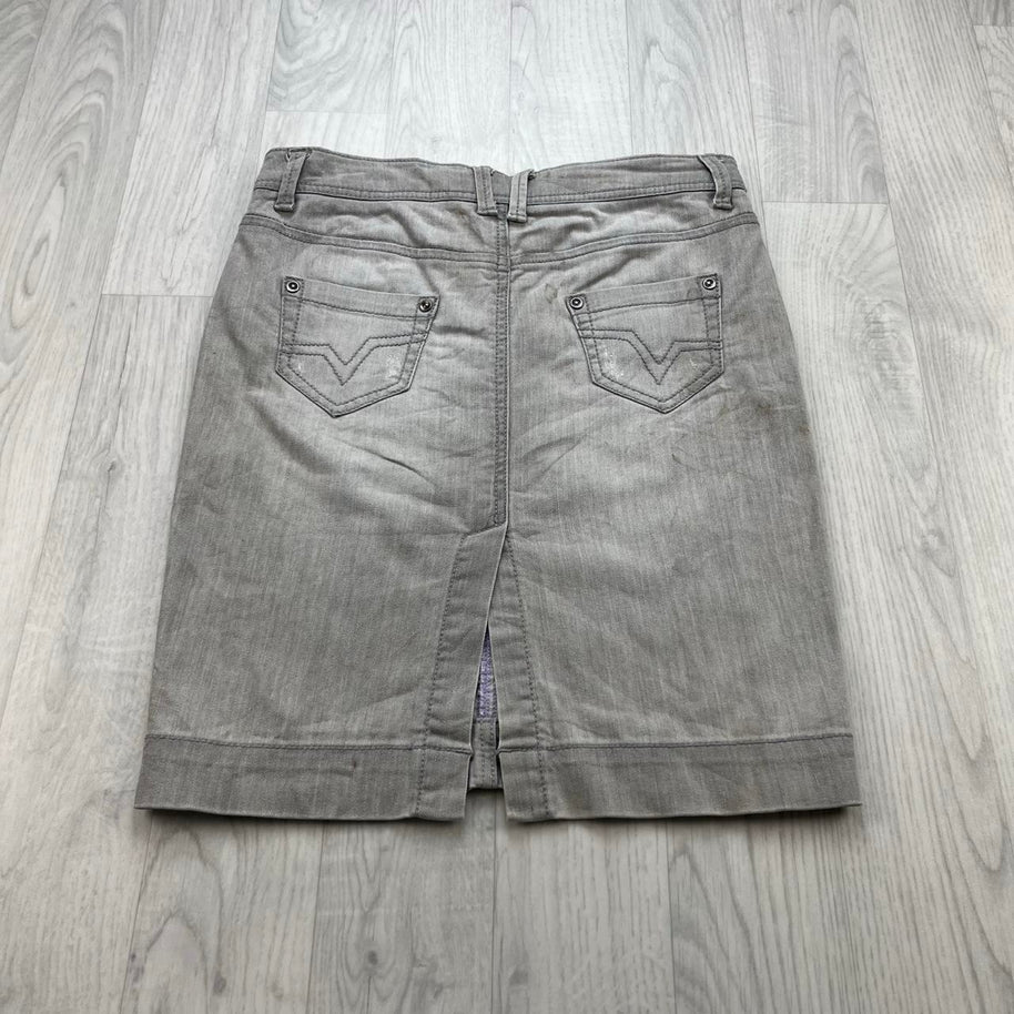 VINTAGE Y2K CLOCKHOUSE DENIM MIDI SKIRT GREY