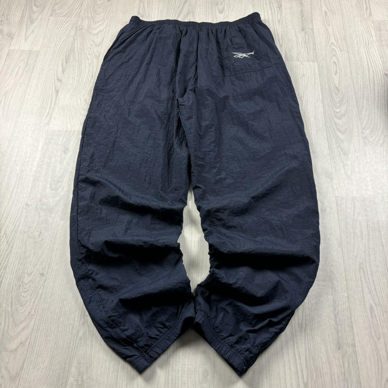 VINTAGE 90s REEBOK BAGGY TRACKSUIT BOTTOMS NAVY