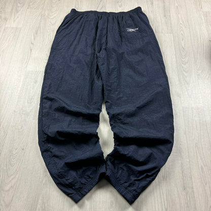 VINTAGE 90s REEBOK BAGGY TRACKSUIT BOTTOMS NAVY