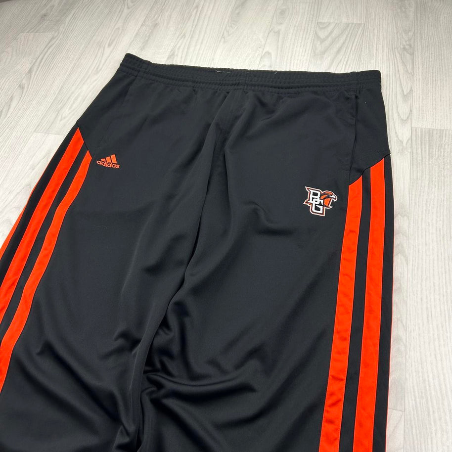 VINTAGE Y2K ADIDAS SIDE STRIPE WIDE LEG TRACKSUIT BOTTOMS BLACK