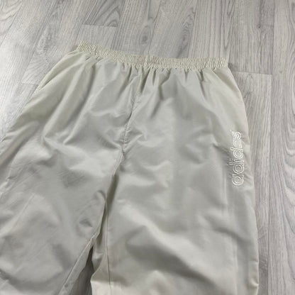 VINTAGE 90s ADIDAS BAGGY TRACKSUIT BOTTOMS WHITE (S)