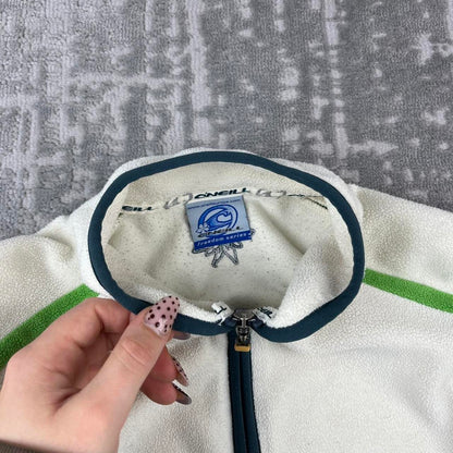 VINTAGE Y2K ONEILL ZIP UP FLEECE CREAM / GREEN