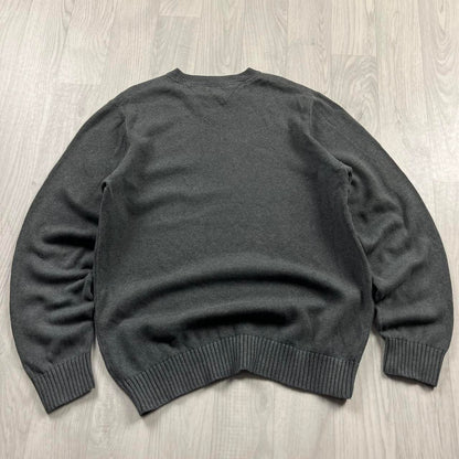 VINTAGE Y2K TOMMY HILFIGER CHUNKY KNITTED JUMPER GREY