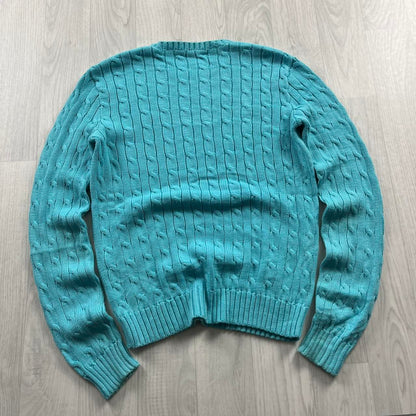 VINTAGE Y2K RALPH LAUREN CHUNKY CABLE KNITTED JUMPER TURQUOISE