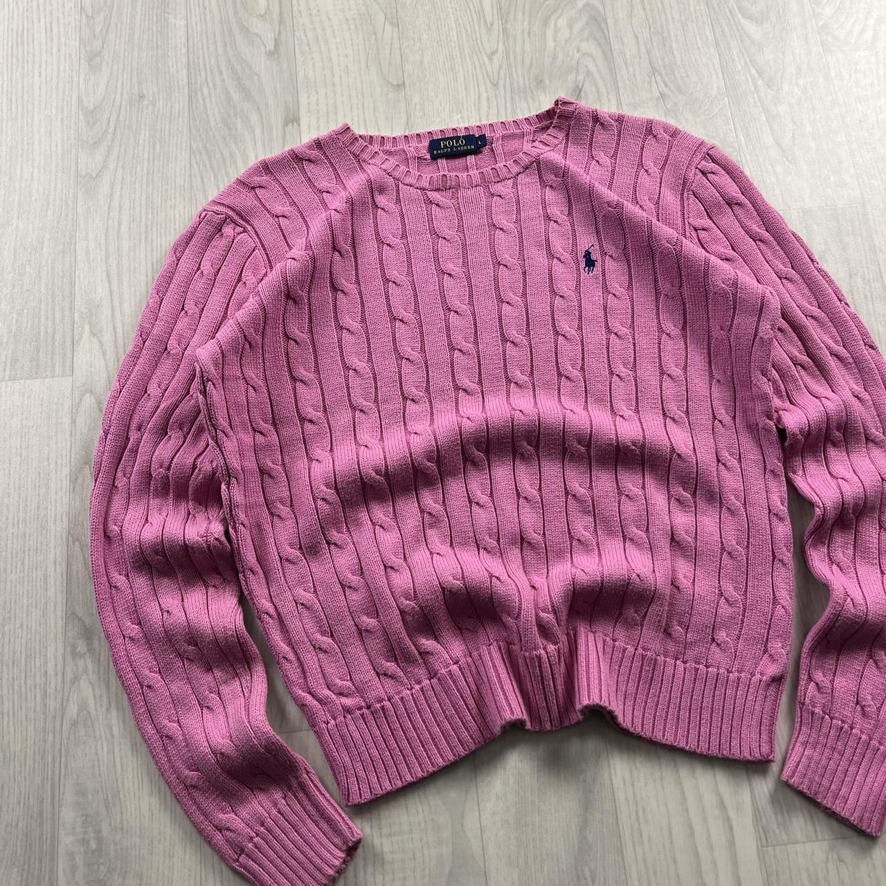VINTAGE Y2K POLO RALPH LAUREN CHUNKY CABLE KNITTED JUMPER PINK