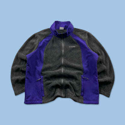 VINTAGE Y2K COLUMBIA ZIP UP FLEECE GREY PURPLE