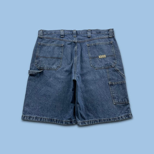 VINTAGE WRANGLER BAGGY CARPENTER JORTS BLUE (38w)