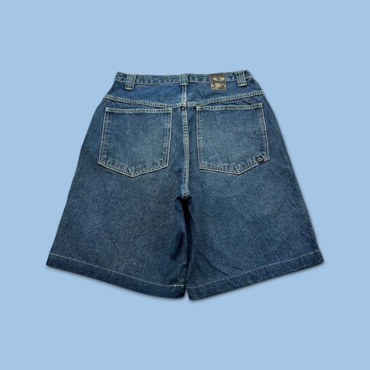 VINTAGE Y2K FRESHJIVE BAGGY DENIM JORTS NAVY BLUE