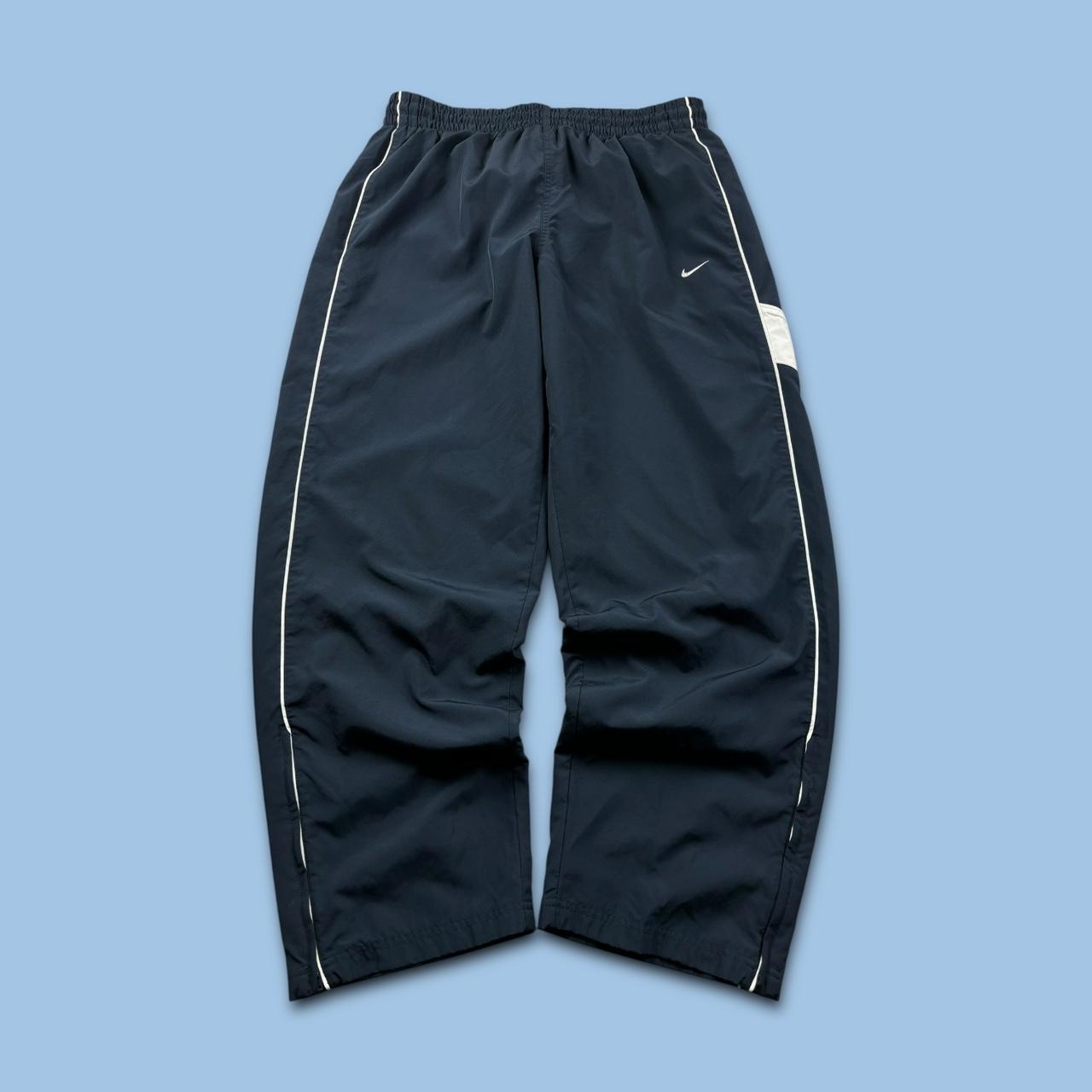 VINTAGE Y2K NIKE WIDE LEG BAGGY TRACKSUIT BOTTOMS NAVY