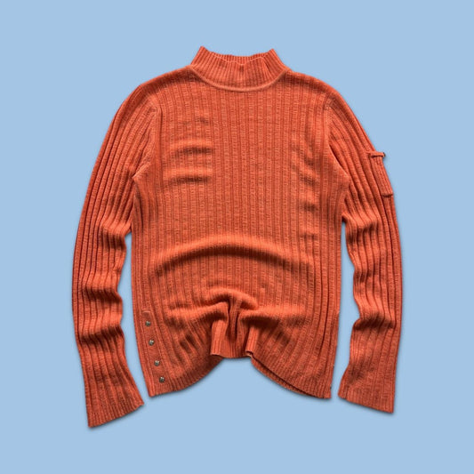 VINTAGE Y2K RIBBED KNITTED JUMPER ORANGE