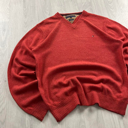 VINTAGE Y2K TOMMY HILFIGER CHUNKY KNITTED JUMPER RED