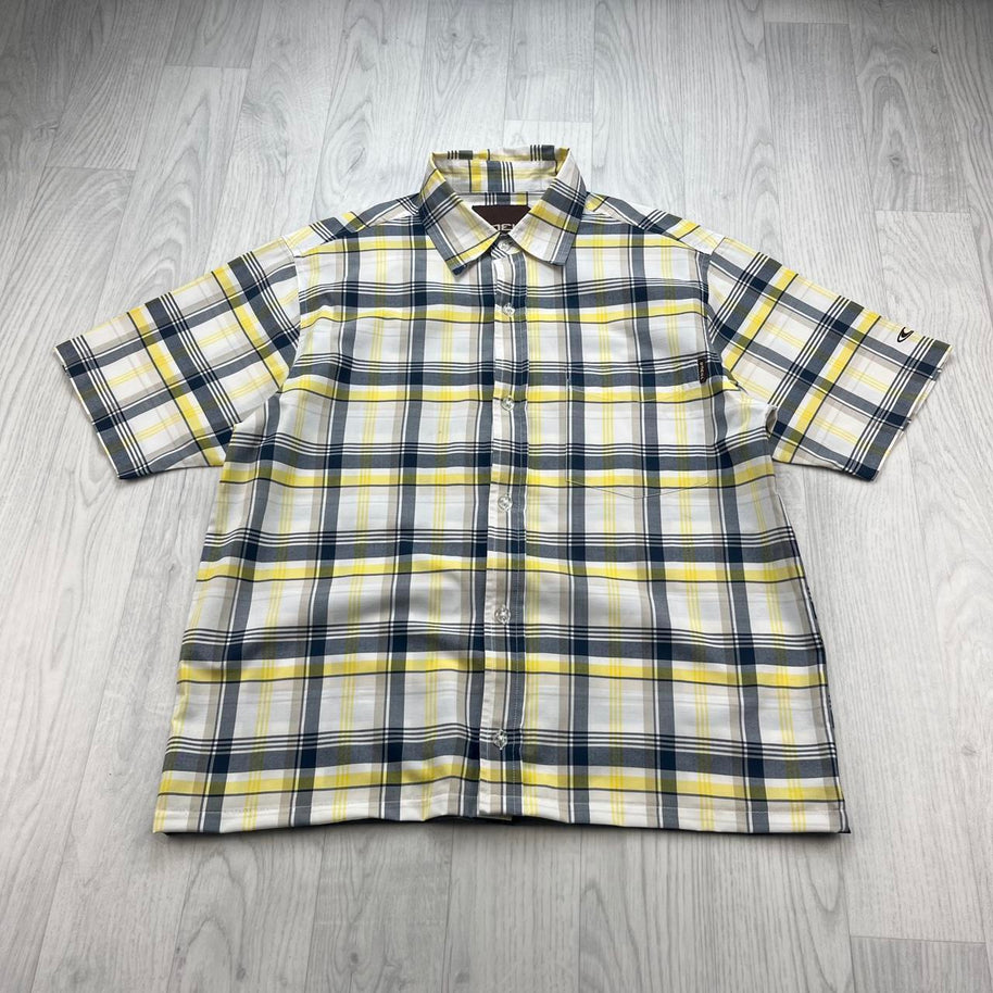 VINTAGE 00s ONEILL CHECKERED CROPPED SHORT SLEEVE BUTTON UP SHIRT WHITE / MULTI