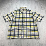 VINTAGE 00s ONEILL CHECKERED CROPPED SHORT SLEEVE BUTTON UP SHIRT WHITE / MULTI