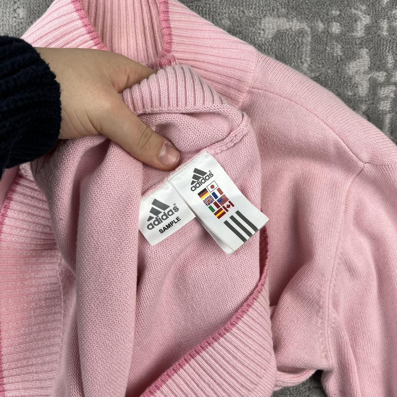 VINTAGE Y2K ADIDAS ZIP UP KNITTED JUMPER BABY PINK