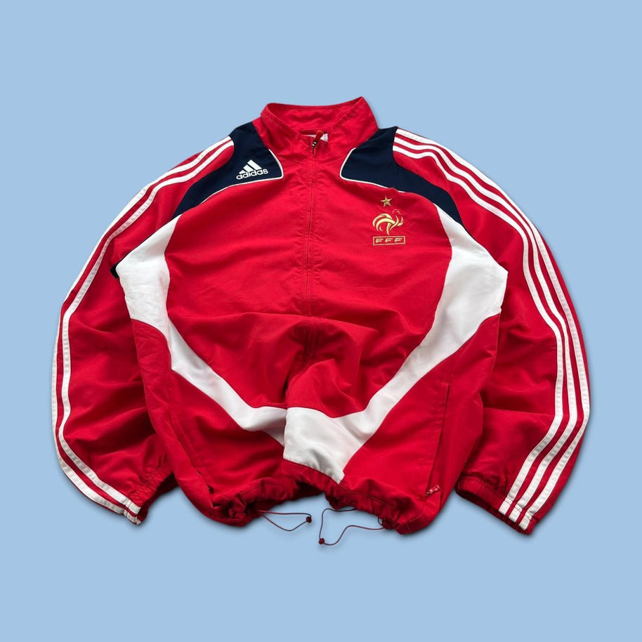 VINTAGE Y2K ADIDAS FRANCE FOOTBALL WINDBREAKER JACKET RED