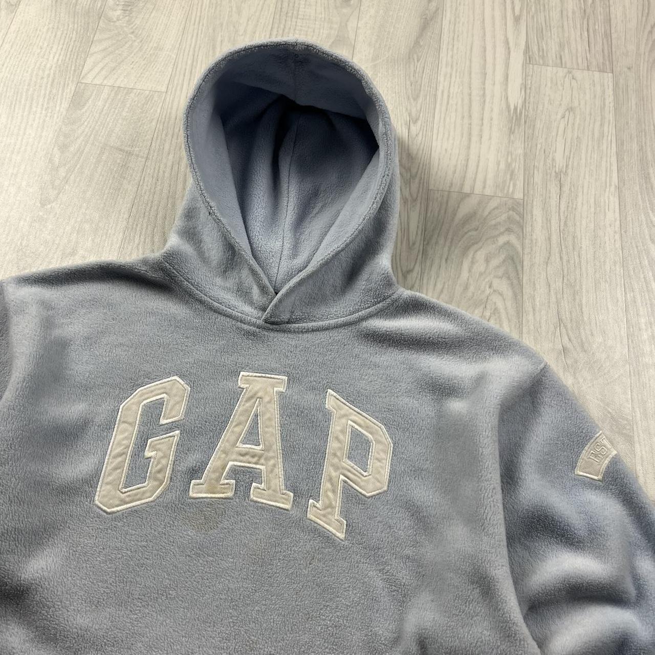 VINTAGE Y2K GAP SPELL OUT FLEECE HOODIE BABY BLUE