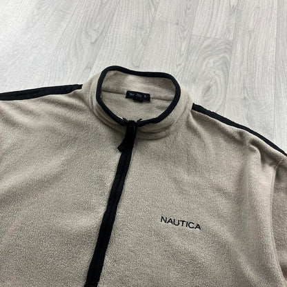 VINTAGE Y2K NAUTICA ZIP UP FLEECE CREAM BLACK