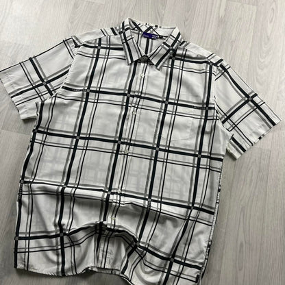 VINTAGE BILLABONG CHECKERED SHORT SLEEVE SURF SHIRT WHITE