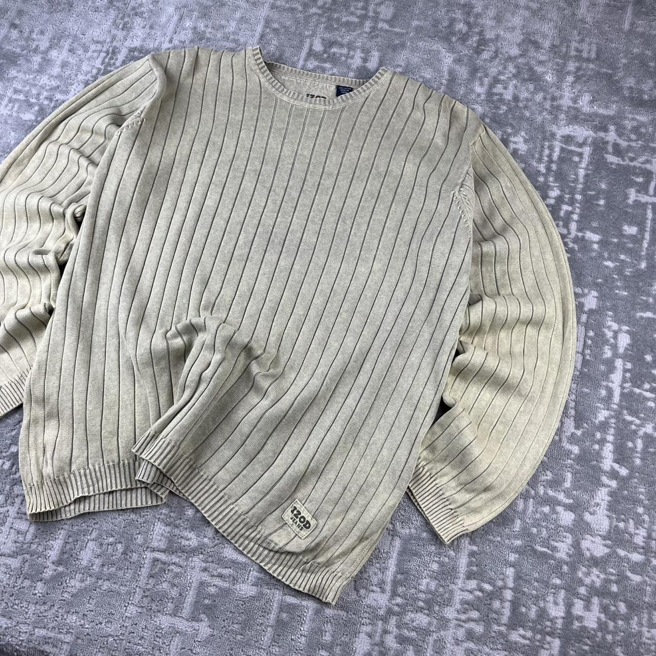 VINTAGE Y2K IZOD JEANS RIBBED ESSENTIAL KNITTED JUMPER CREAM
