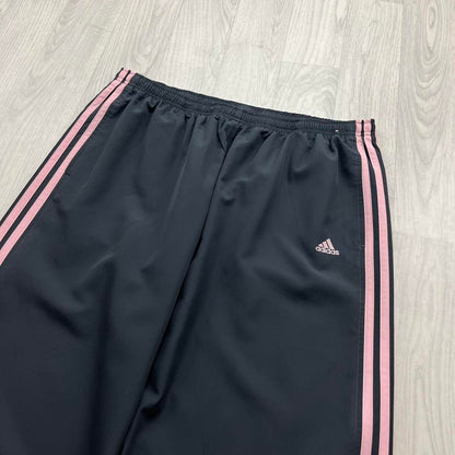 VINTAGE Y2K ADIDAS SIDE STRIPE BAGGY TRACKSUIT BOTTOMS GREY PINK (L Ws)