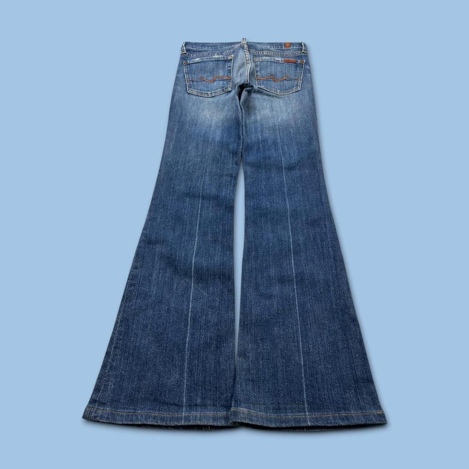 VINTAGE Y2K 7 FOR ALL MANKIND LOW RISE BOOTCUT FLARED JEANS NAVY BLUE