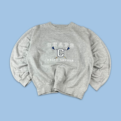 VINTAGE Y2K CHAPS SPELL OUT BOXY SWEATSHIRT GREY